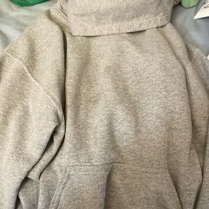 light grey hoodie with hood and pocket